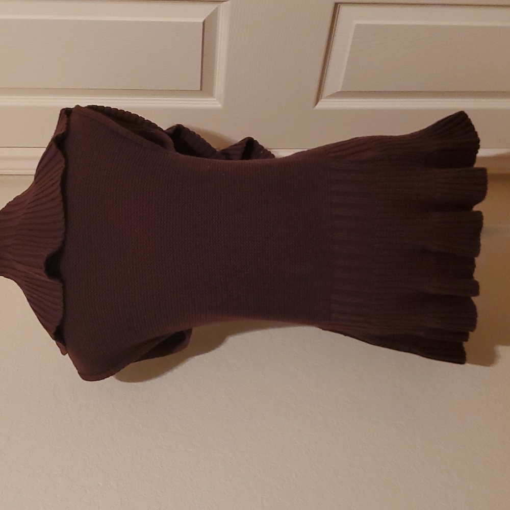 Brown Ruffle-front Sweater Vest - Picture 2 of 6